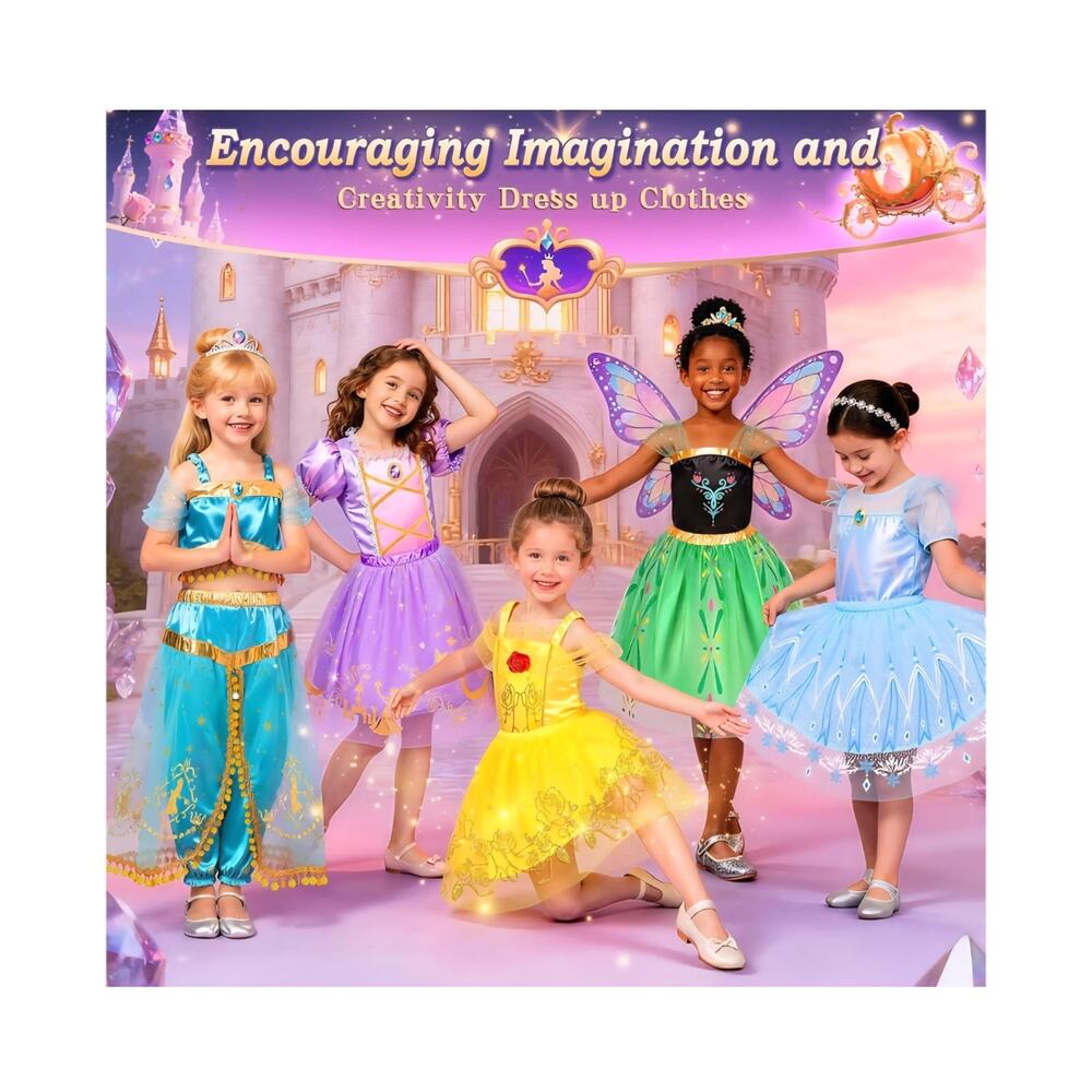 Princess Costumes for Girls, Princess Dress up Clothes for Girl 4-6Princess... - Picture 8 of 9